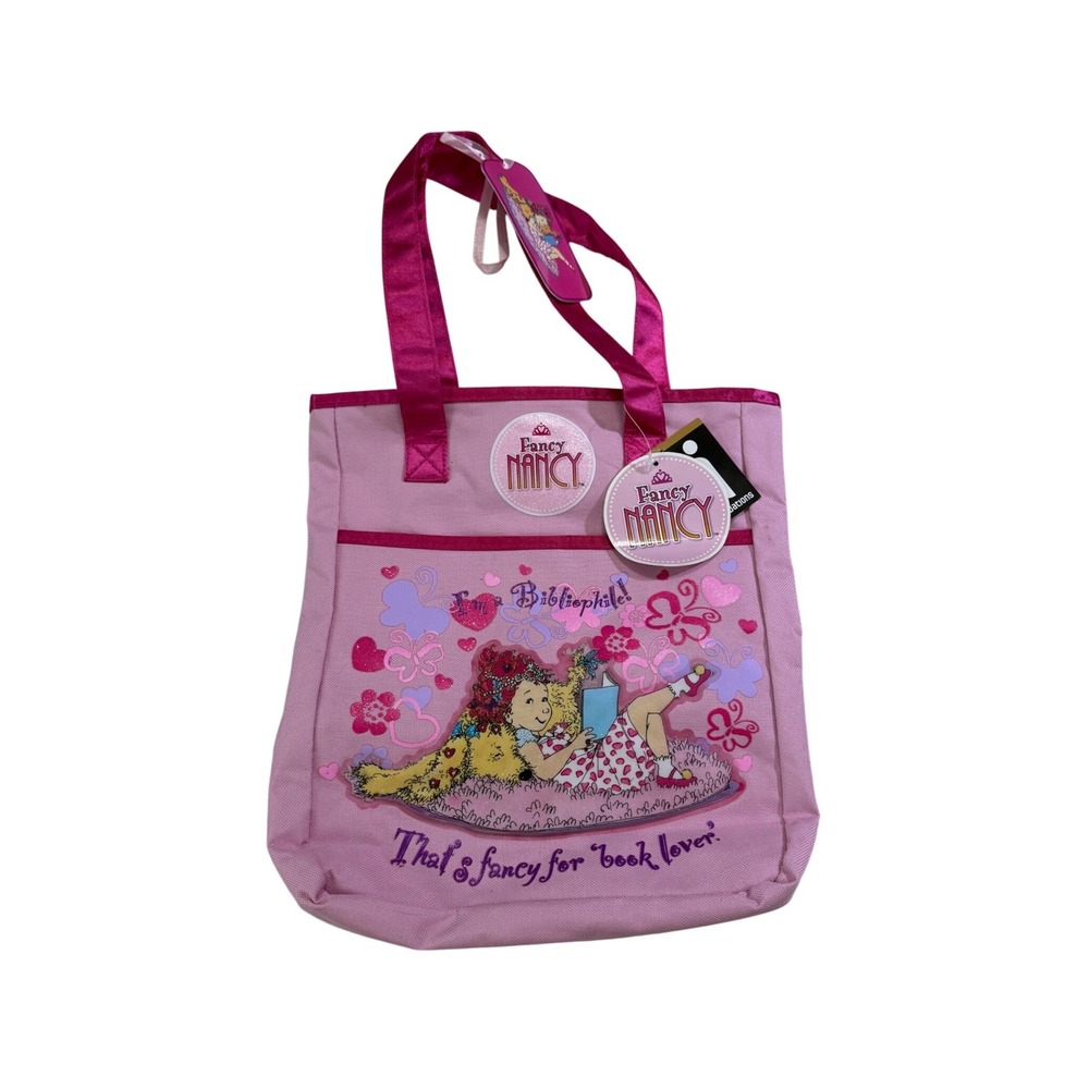 Fancy Nancy Tote Bag OS Pink Bibliophile Book Lover Canvas School Library NWT